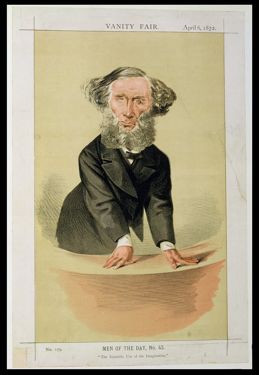 Men of the Day, nr 43 The Scientific Use of the Imagination, tecknad serie av John Tyndall som håller en föreläsning, 1872 av English School