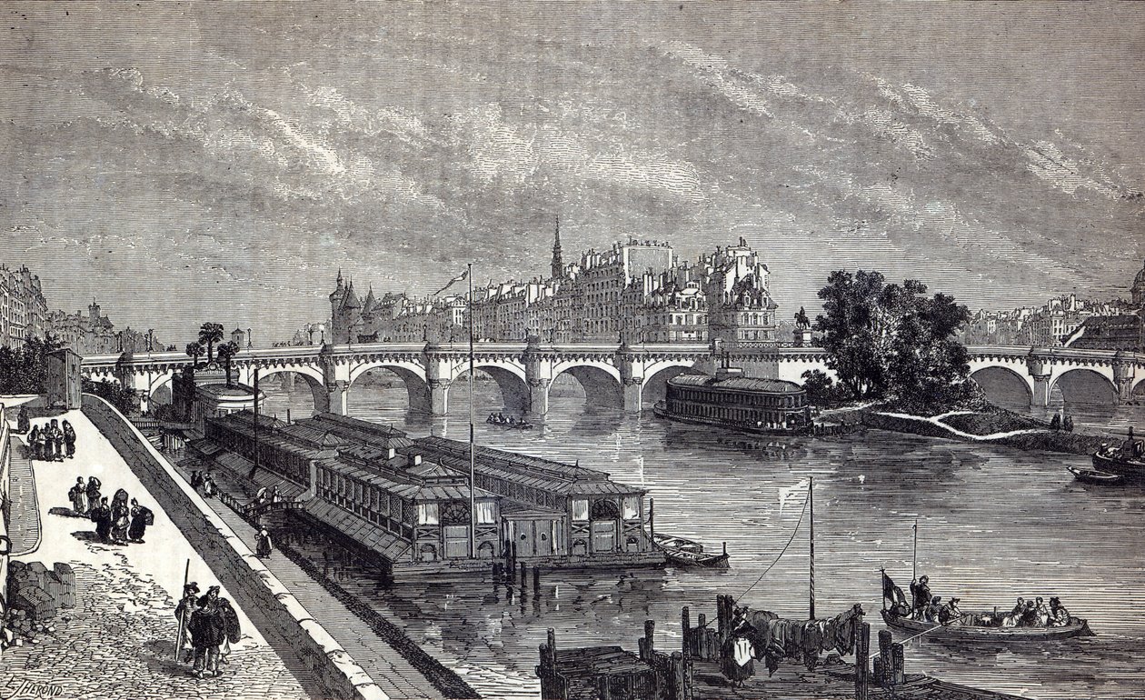 Det moderna Paris: Pont Neuf, 1845 av English School