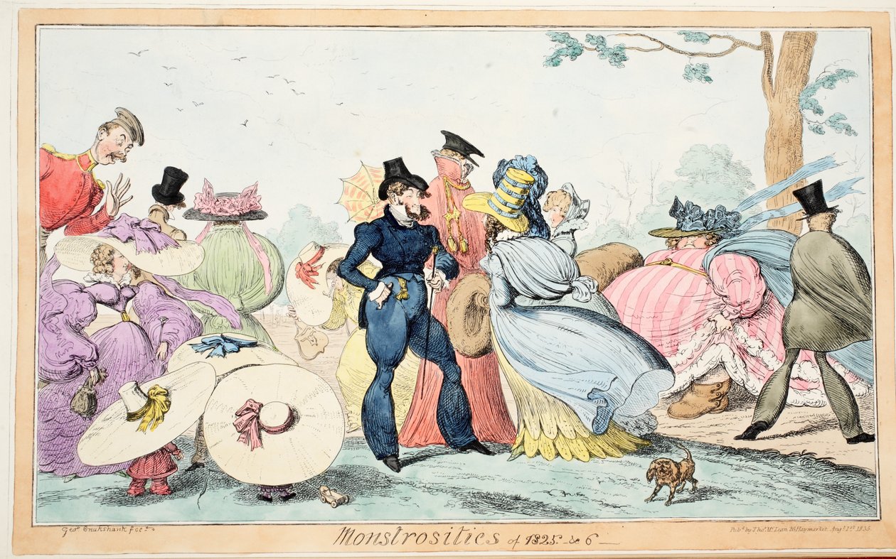 Monstrositeter 1825 & 6, pub. 1835 (handfärgad gravyr) av English School