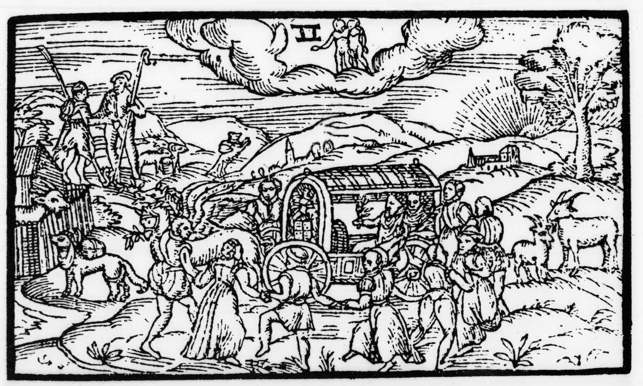 Maj månad, från "The Shepheardes Calender" av Esmond Spenser (1552-99), faksimil av originalet som publicerades 1579. av English School