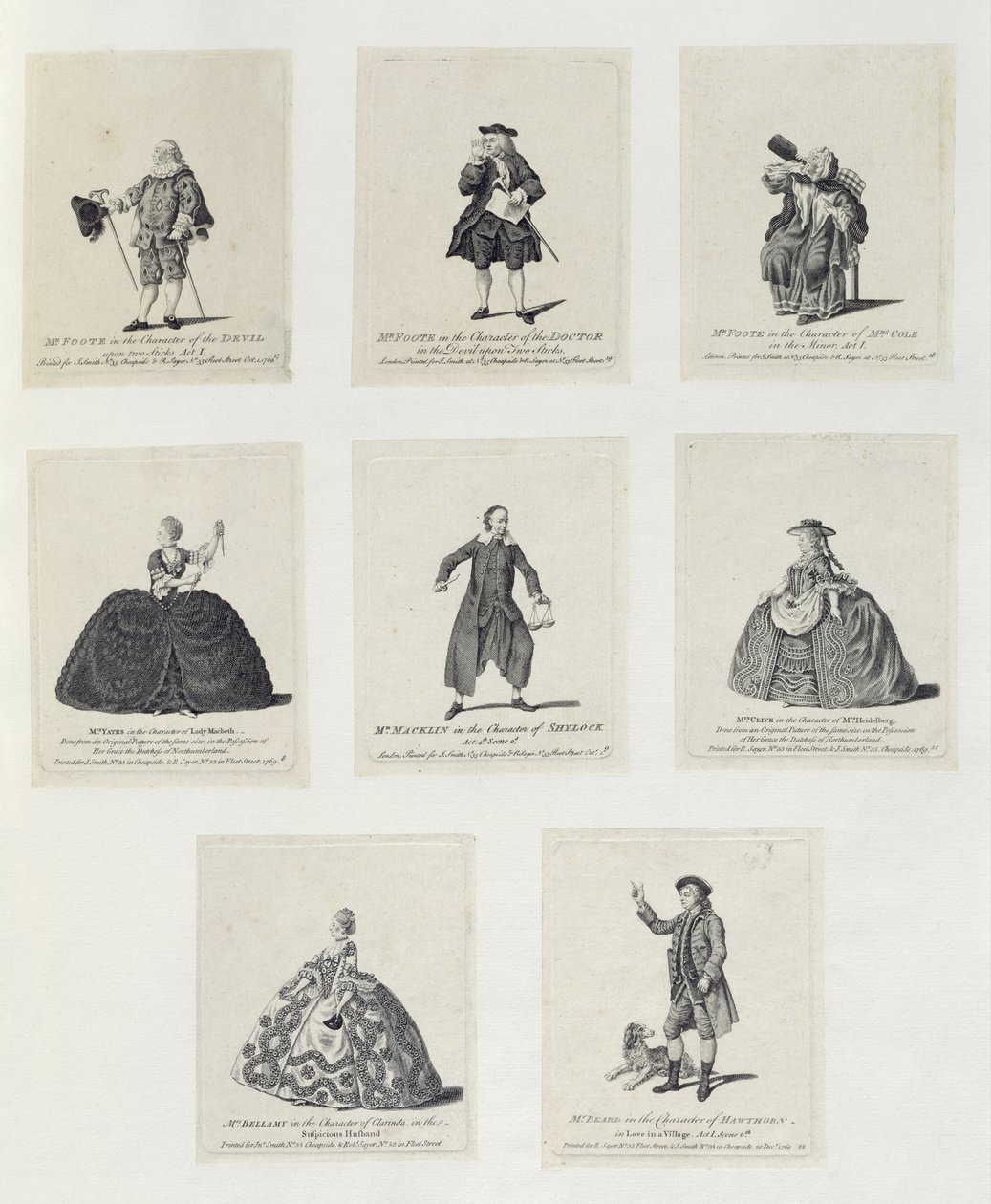 Mr Foote i The Character of the Devil i The Devil Upon Two Sticks (akt I); Mr Foote i karaktären av doktorn i The Devil Upon Two Sticks; Mr Foote i Mrs Cole i The Minor (A av English School