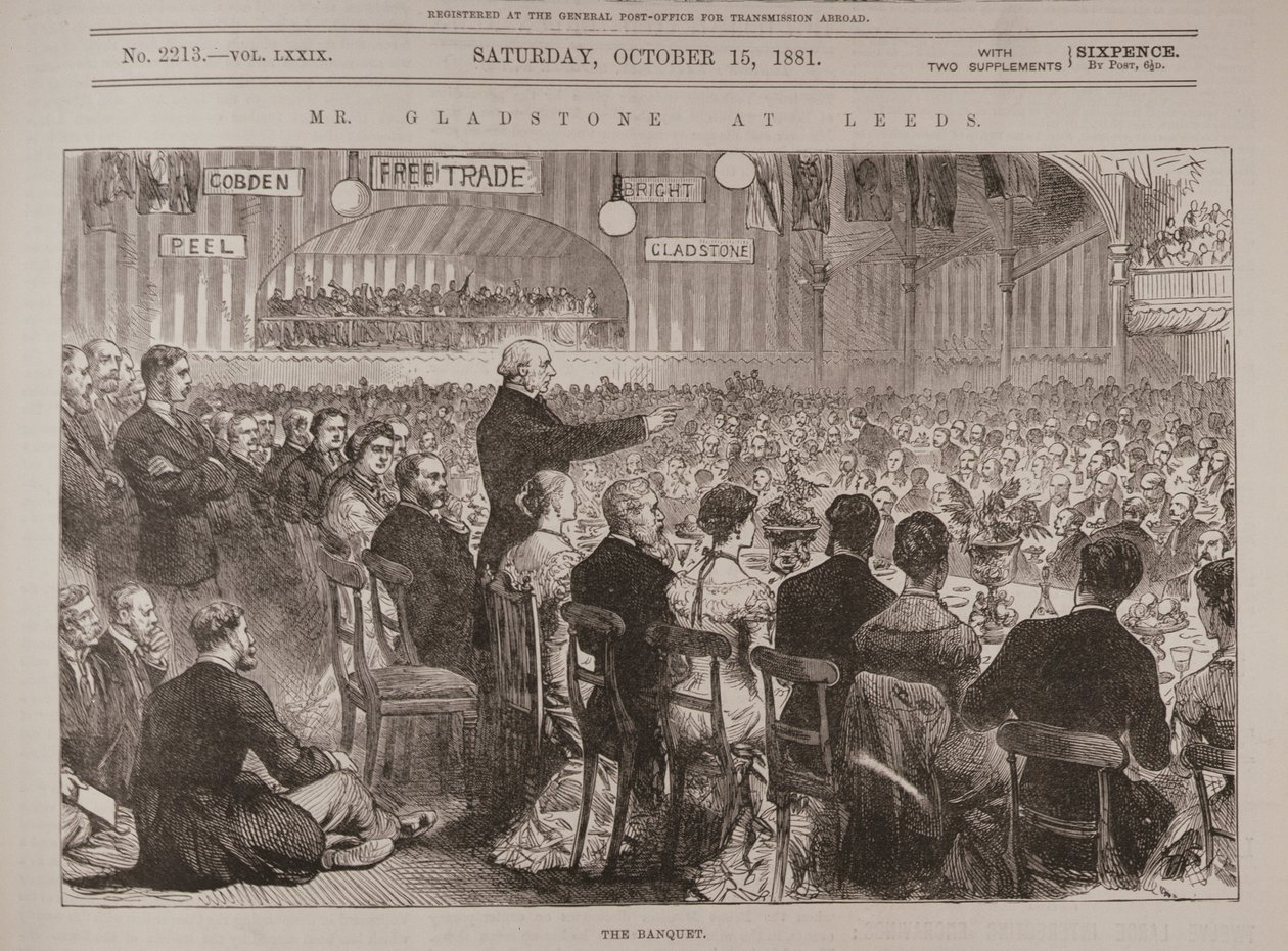Gladstone i Leeds: The Banquet, från "The Illustrated London News", 15 oktober 1881. av English School