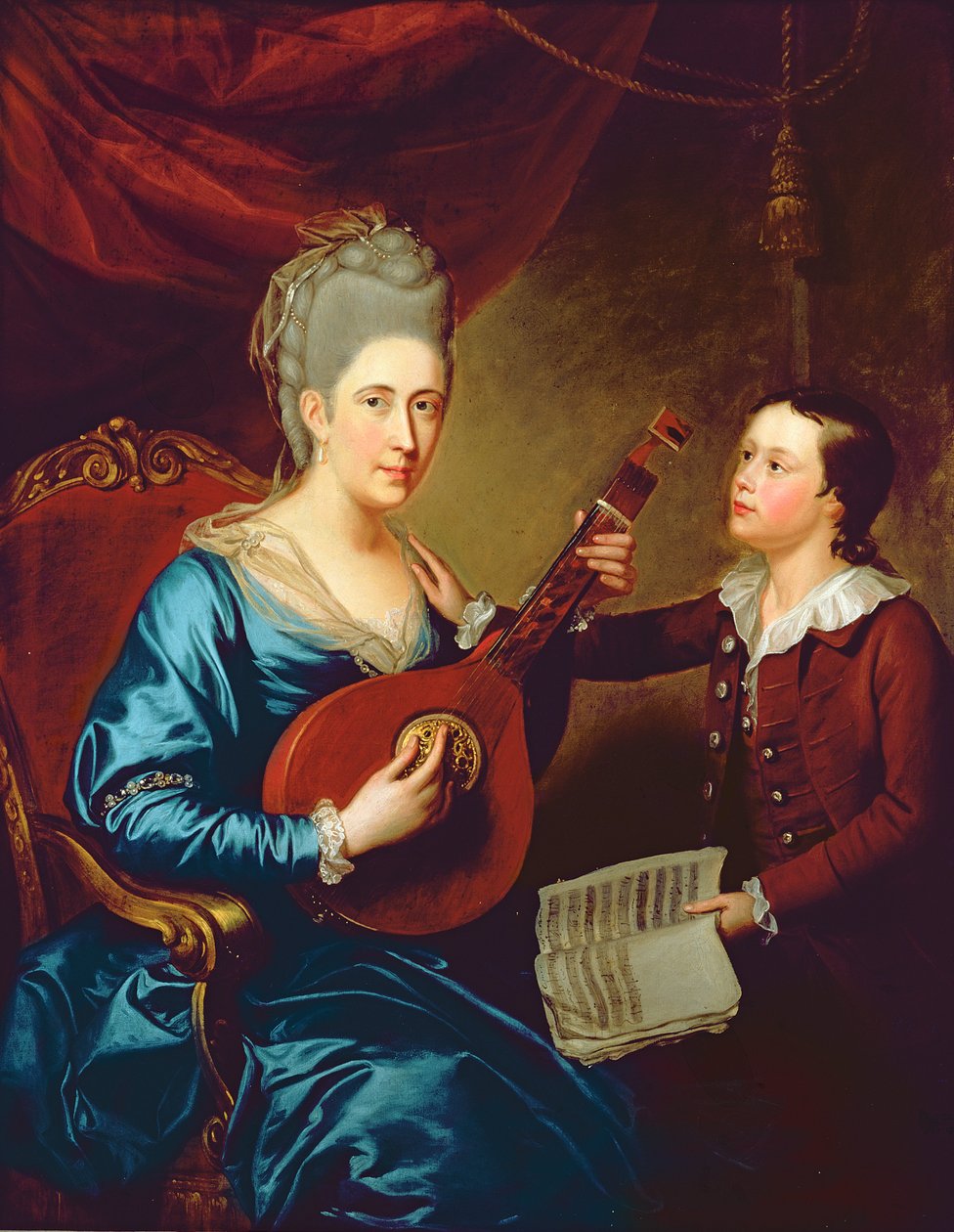 Mrs Joseph Bird med sin Son, ca 1760 av English School
