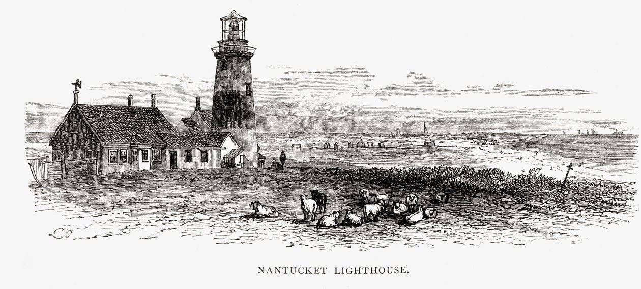 Nantucket Lighthouse, Massachusetts, ca 1870, från "American Pictures", utgiven av The Religious Tract Society, 1876. av English School