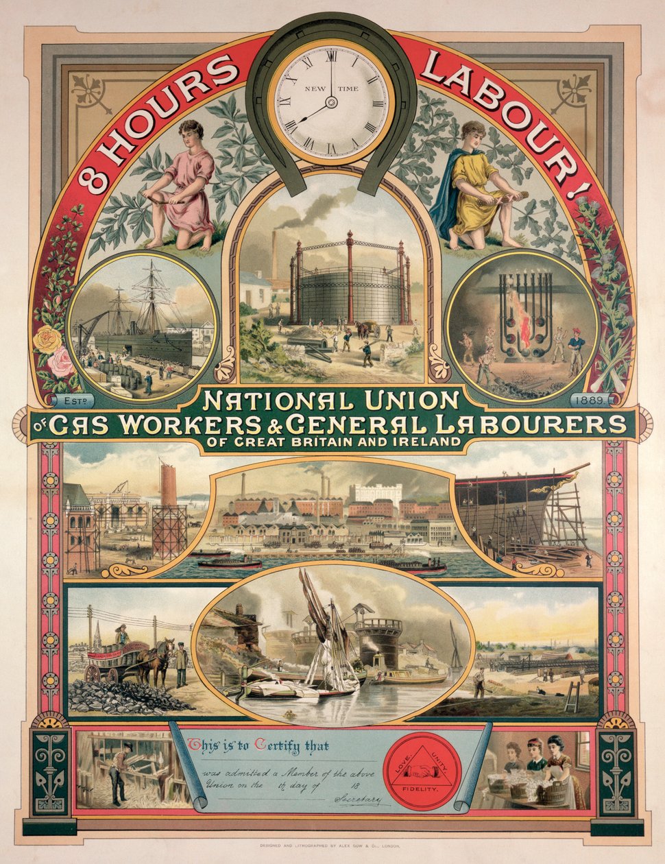 National Union, gasarbetare och allmänna arbetare, 1889 av English School