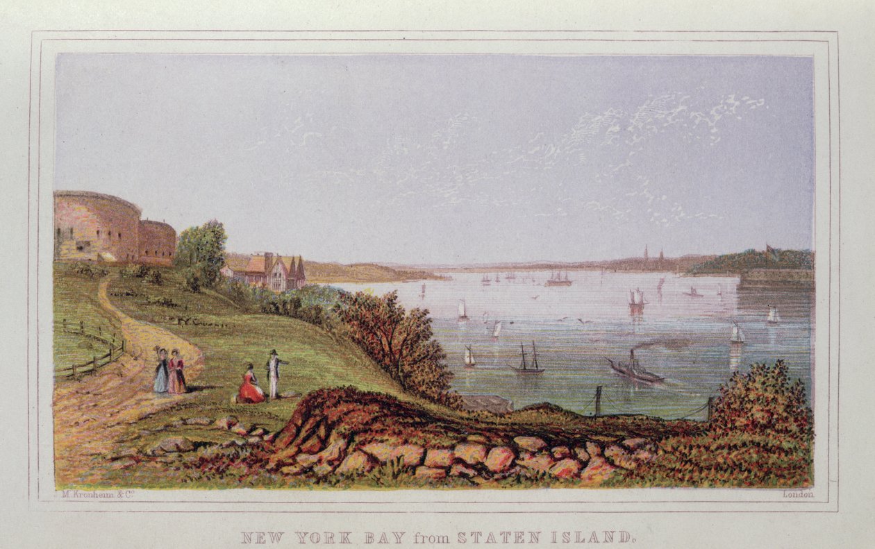 New York Bay från Staten Island, graverad av M. Kronheim och Co., London av English School