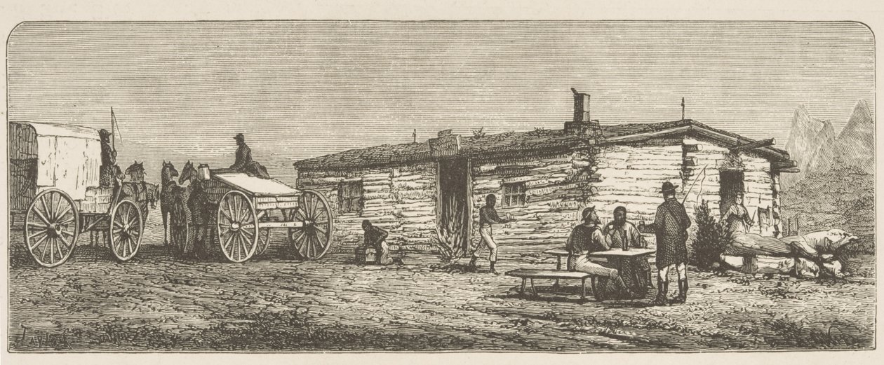 Old Post Station on the Prairie, nära Denver, ca 1870, från 