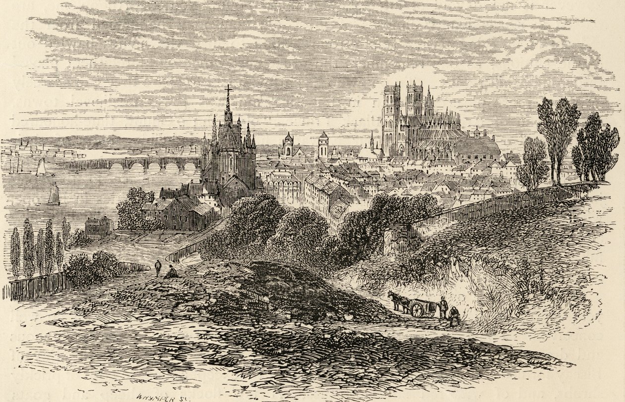 Orleans, Frankrike, illustration från "Spanish Pictures", av pastorn Samuel Manning av English School