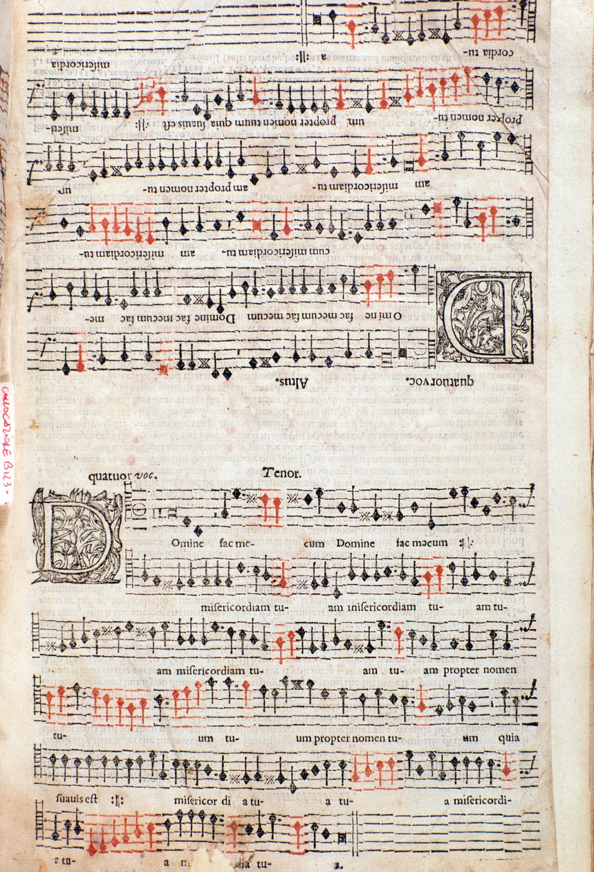 Sida från A Plaine and Easie Introduction to Practicall Musicke av Thomas Morley, Detail, 1597 av English School