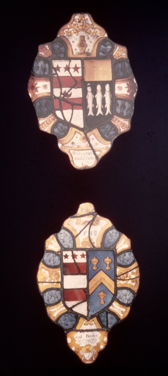 Paneler med Washington och Kitson Arms och Washington och Butler Arms från Sulgrave Manor, 1588 av English School
