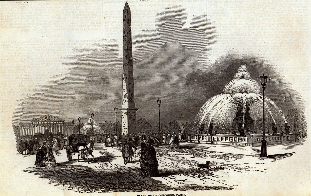 Place de la Concorde, Paris, från The Illustrated London News, 2 augusti 1845 av English School