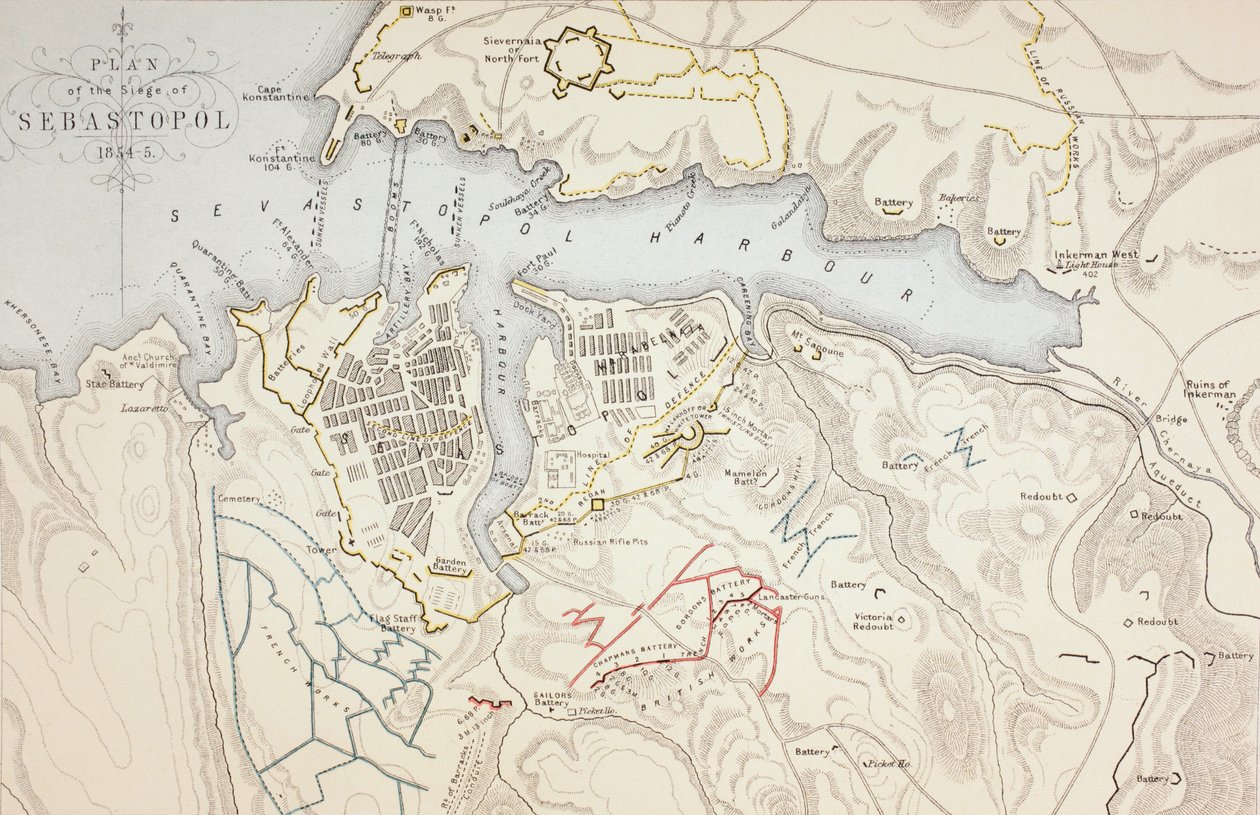 Plan för belägringen av Sebastopol, 1883 av English School