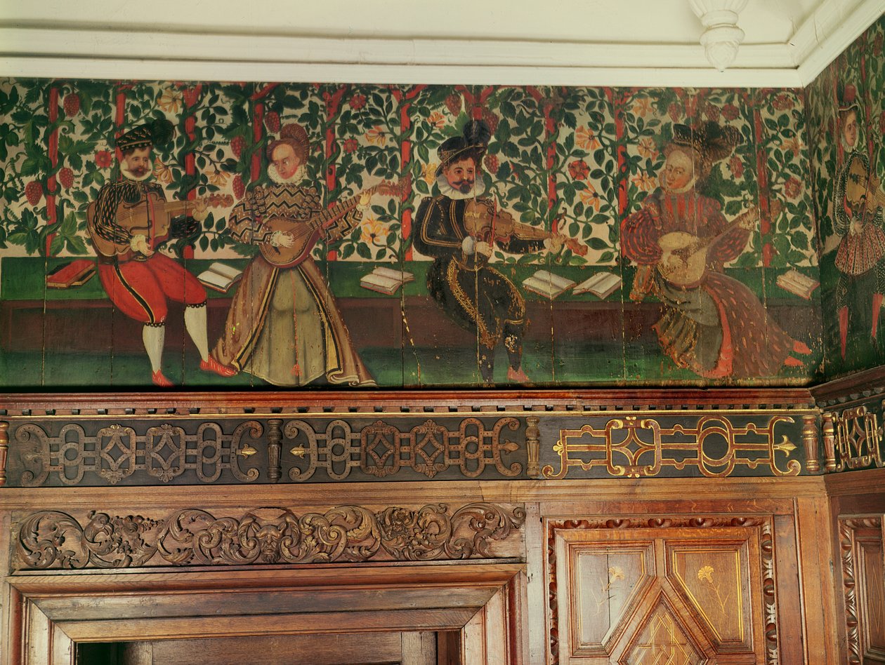 Del av den målade frezen i Stora kammaren, c.1575-85 av English School