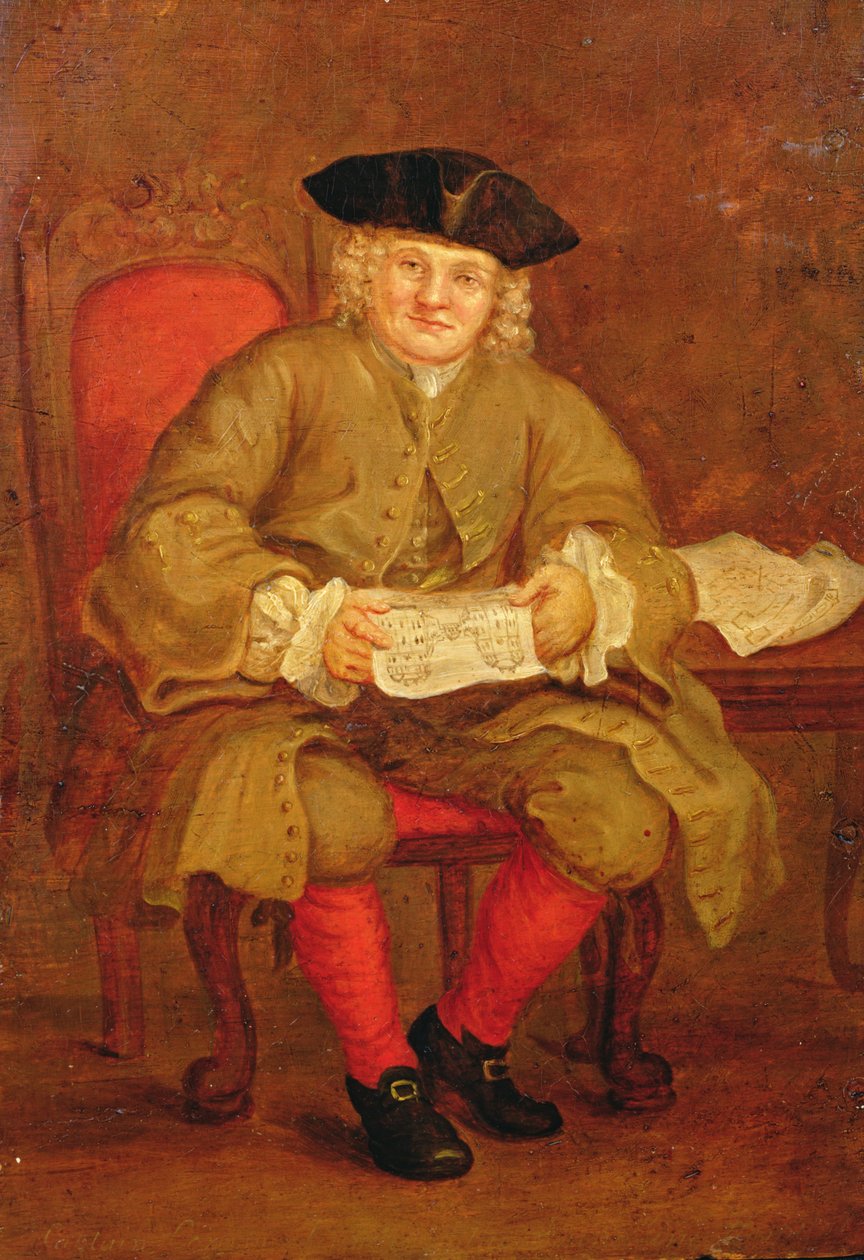Porträtt av kapten Coram (olja på papper) av English School