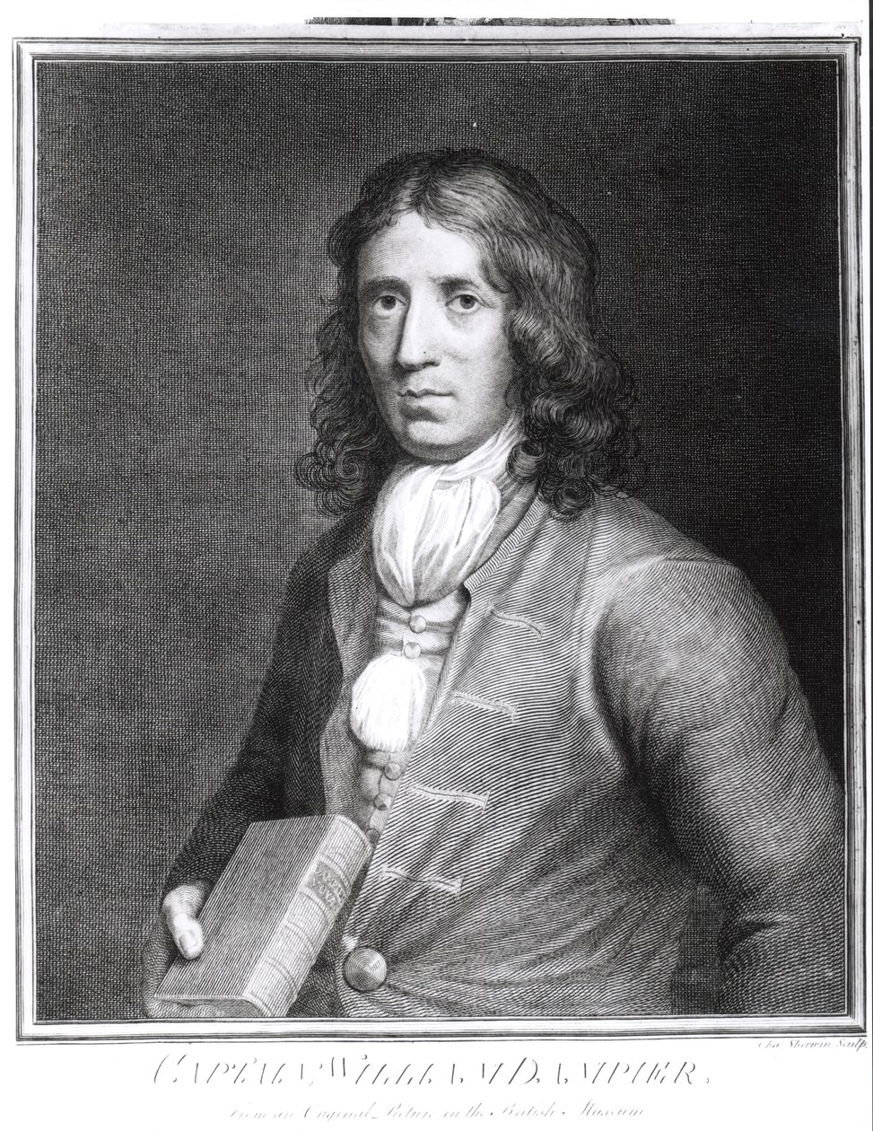 Porträtt av kapten William Dampier (1652-1715) graverad av Sherwin av English School