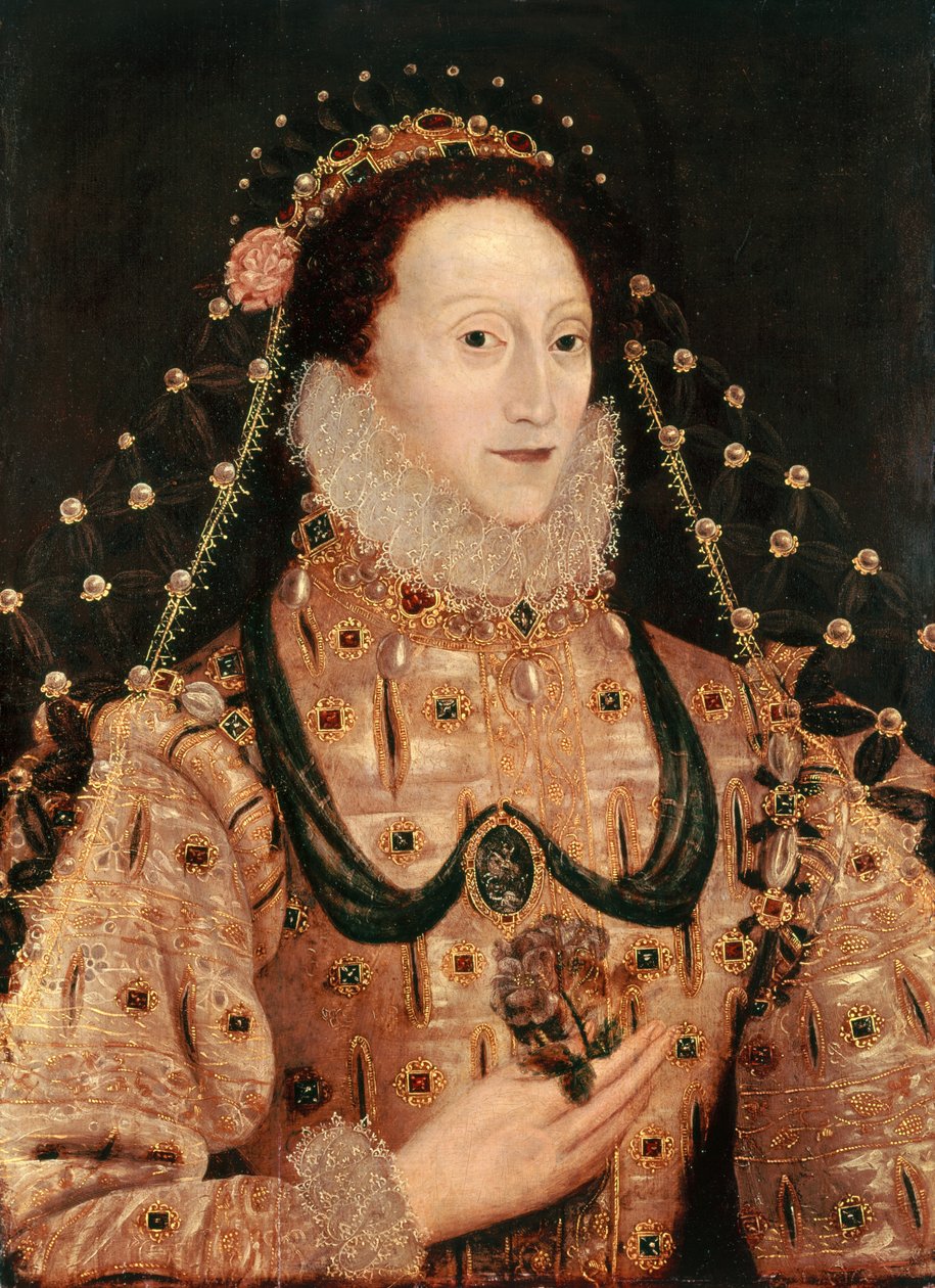 Porträtt av Elizabeth I (1533-1603) c.1575-80 av English School
