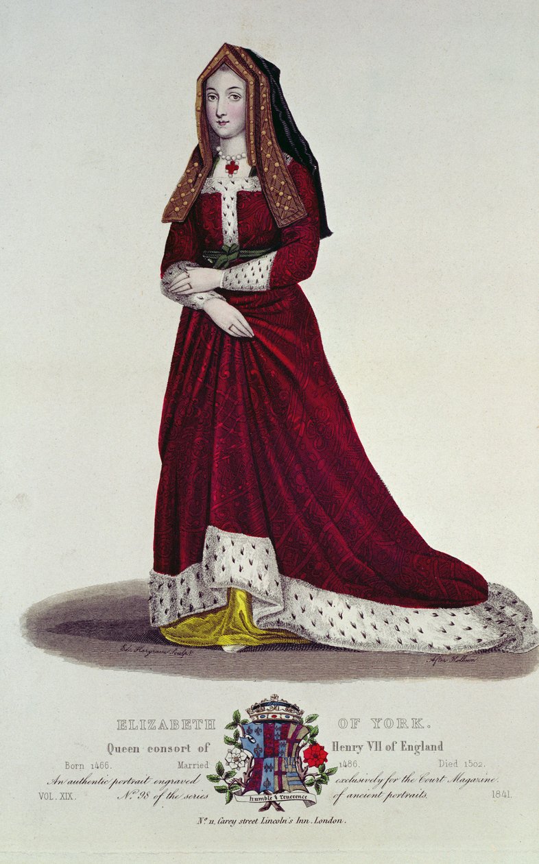 Portræt af Elizabeth af York, 1841 (farvegravering) swed av English School