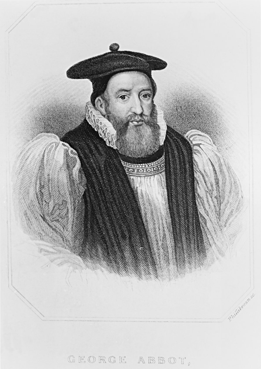 Porträtt av George Abbot (1562-1633) ärkebiskop av Canterbury, från "Lodge