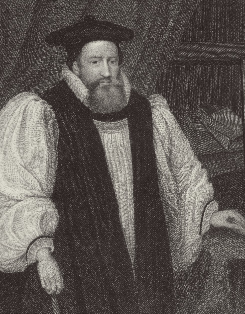 Porträtt av George Abbot (1562-1633) ärkebiskop av Canterbury, från "Lodge