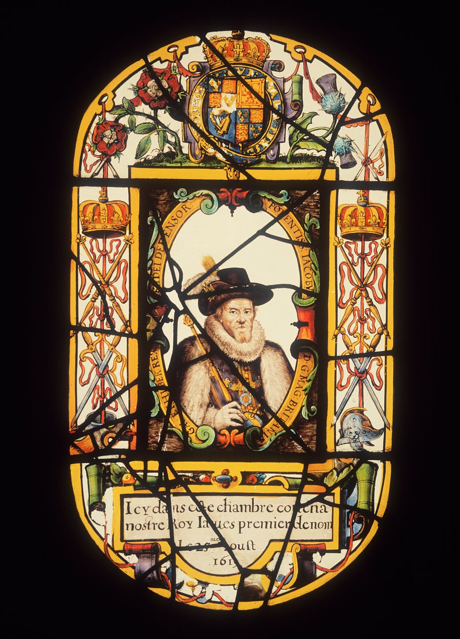 Porträtt av James I (1566-1625) 1619 (glas) av English School