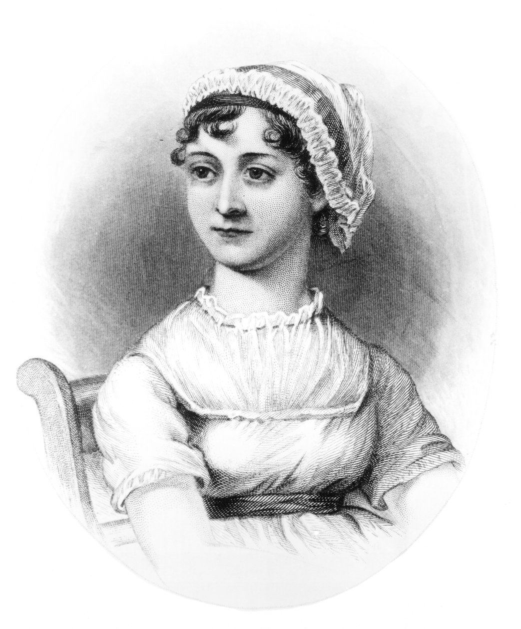 Porträtt av Jane Austen (1775-1817) av English School