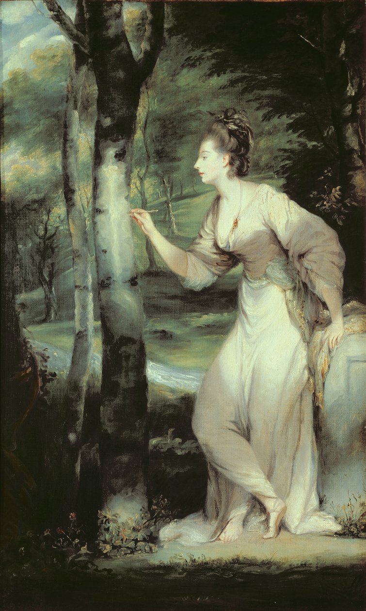 Portræt af Joanna Lloyd af Maryland, efter et maleri af Sir Joshua Reynolds (1723-92) eller hans atelier swed av English School
