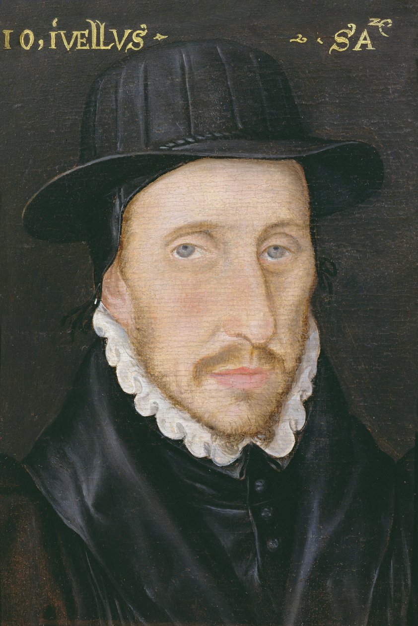 Porträtt av John Jewell (1522-71) Fellow vid Corpus Christi College, Oxford och biskop av Salisbury av English School