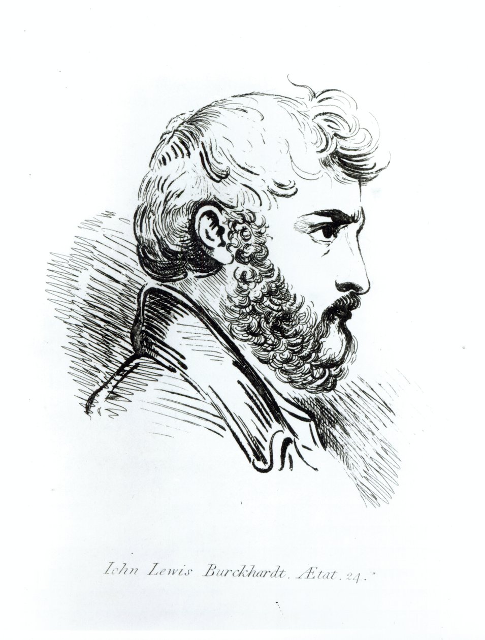 Porträtt av John Lewis Burckhardt (1784-1817) vid 24 års ålder (penna och bläck) av English School