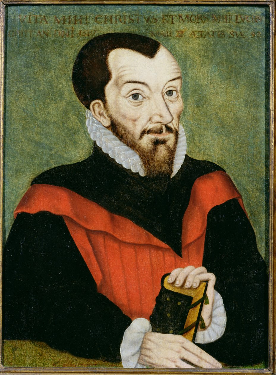 Porträtt av John Rainolds (1549-1607) President för Corpus Christi College och medredaktör för den auktoriserade versionen av Bibeln av English School