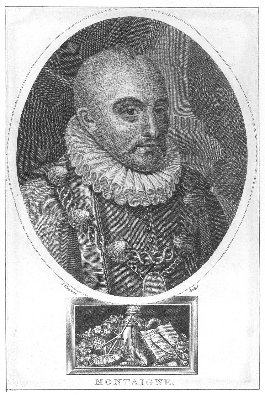 Porträtt av Michel de Montaigne av English School