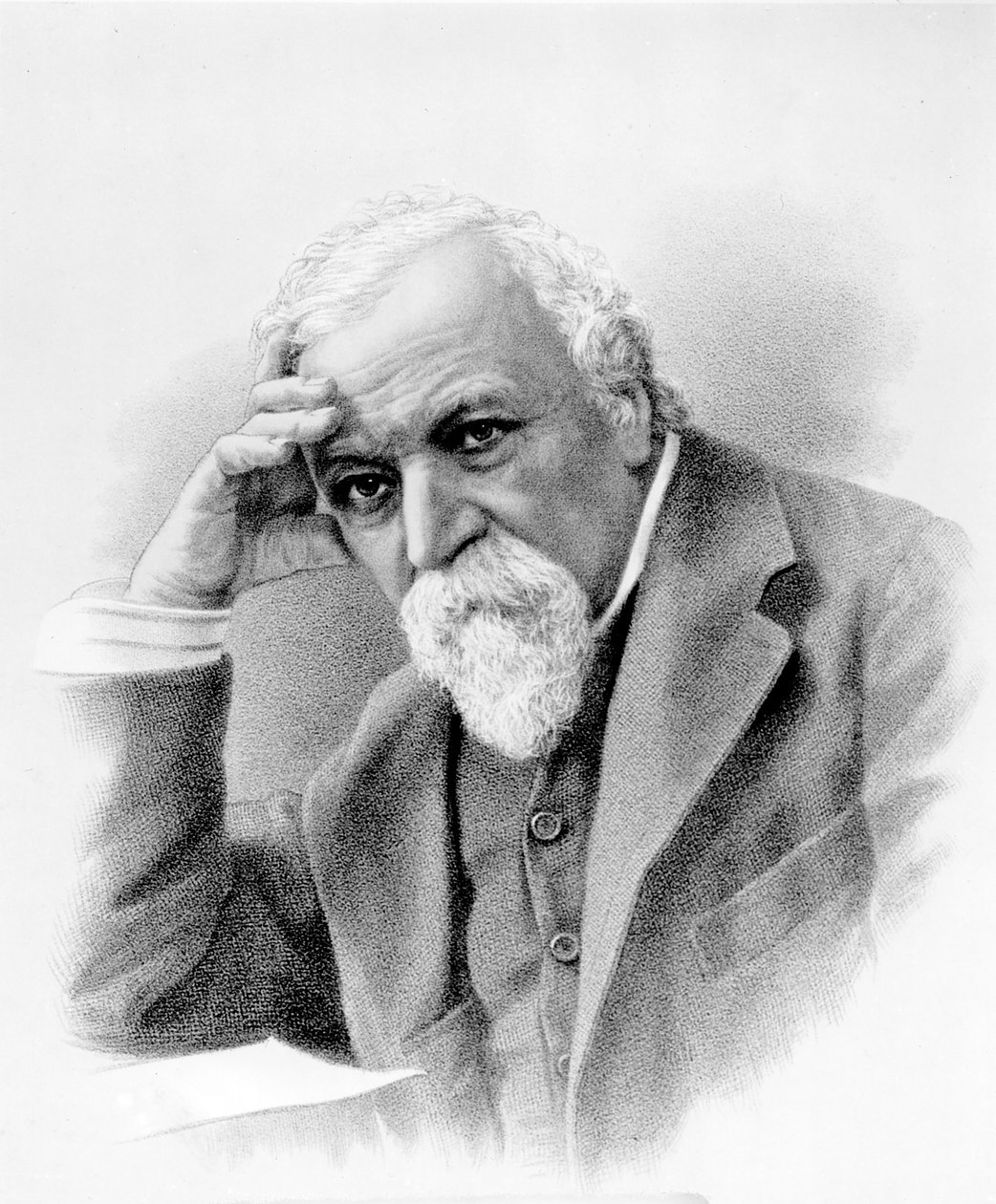 Porträtt av Robert Browning av English School