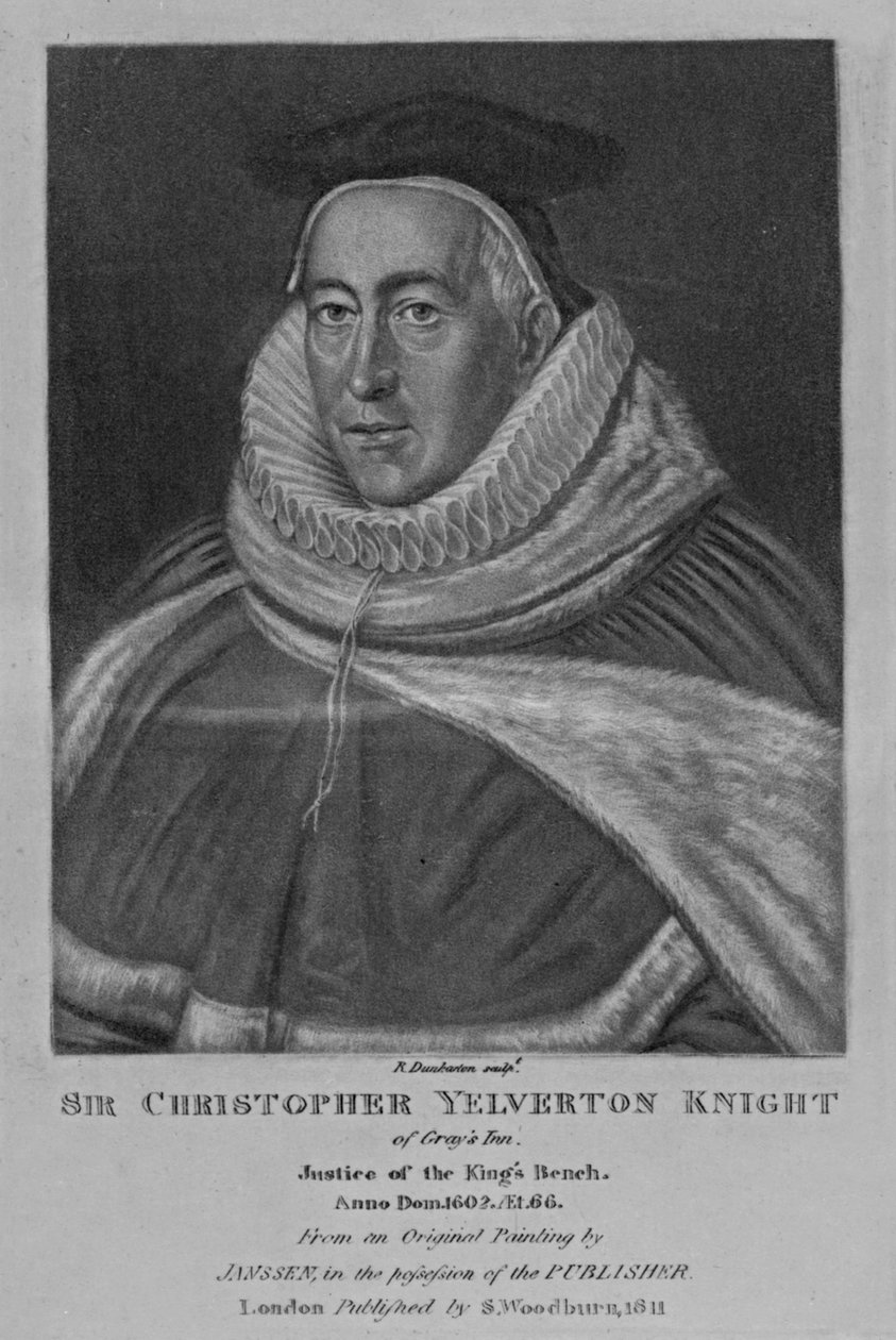 Porträtt av Sir Christopher Yelverton, från "Characters Illustrious in British Portraits", av Richard Earlom och Charles Turner, 1815. av English School