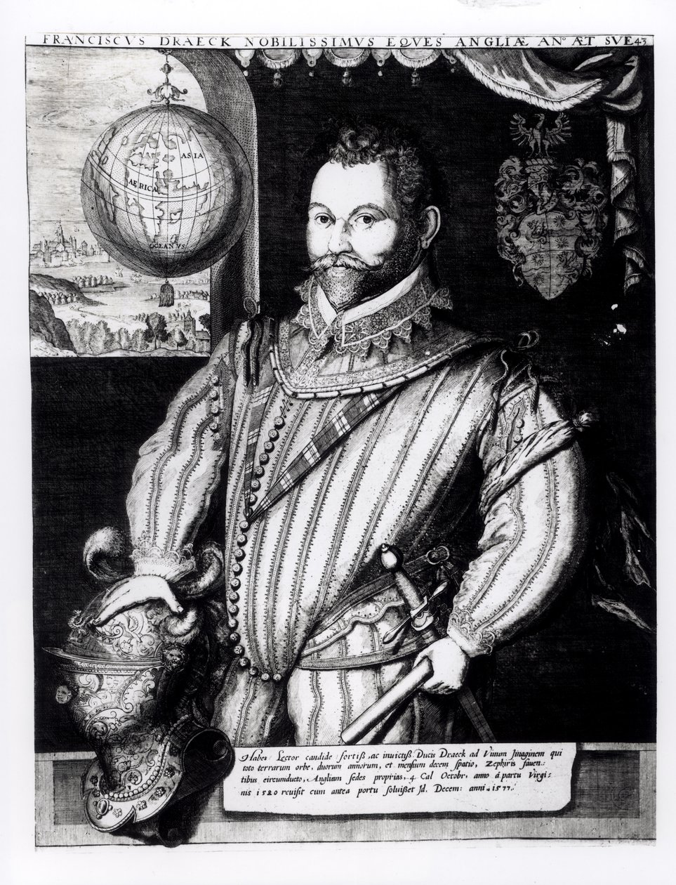 Porträtt av Sir Francis Drake (ca 1540-96) av English School