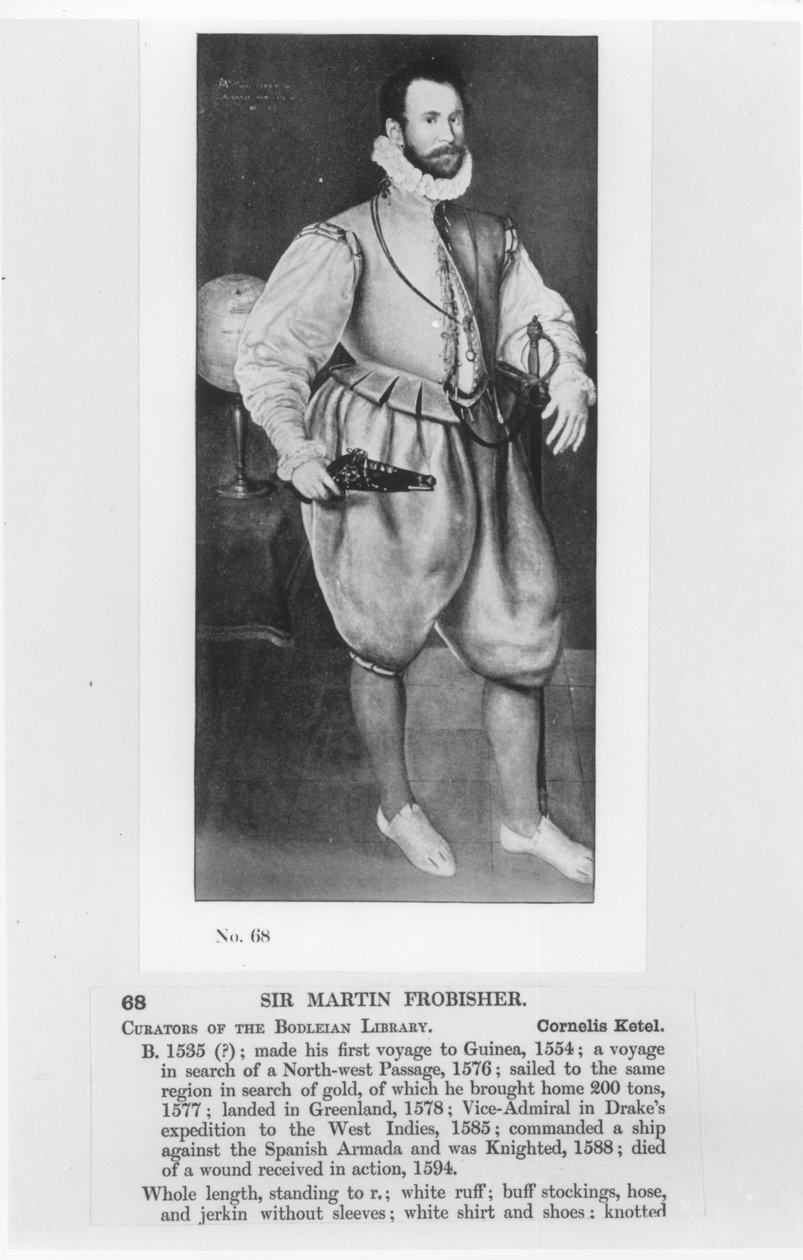 Porträtt av Sir Martin Frobisher (ca 1535-94) av English School