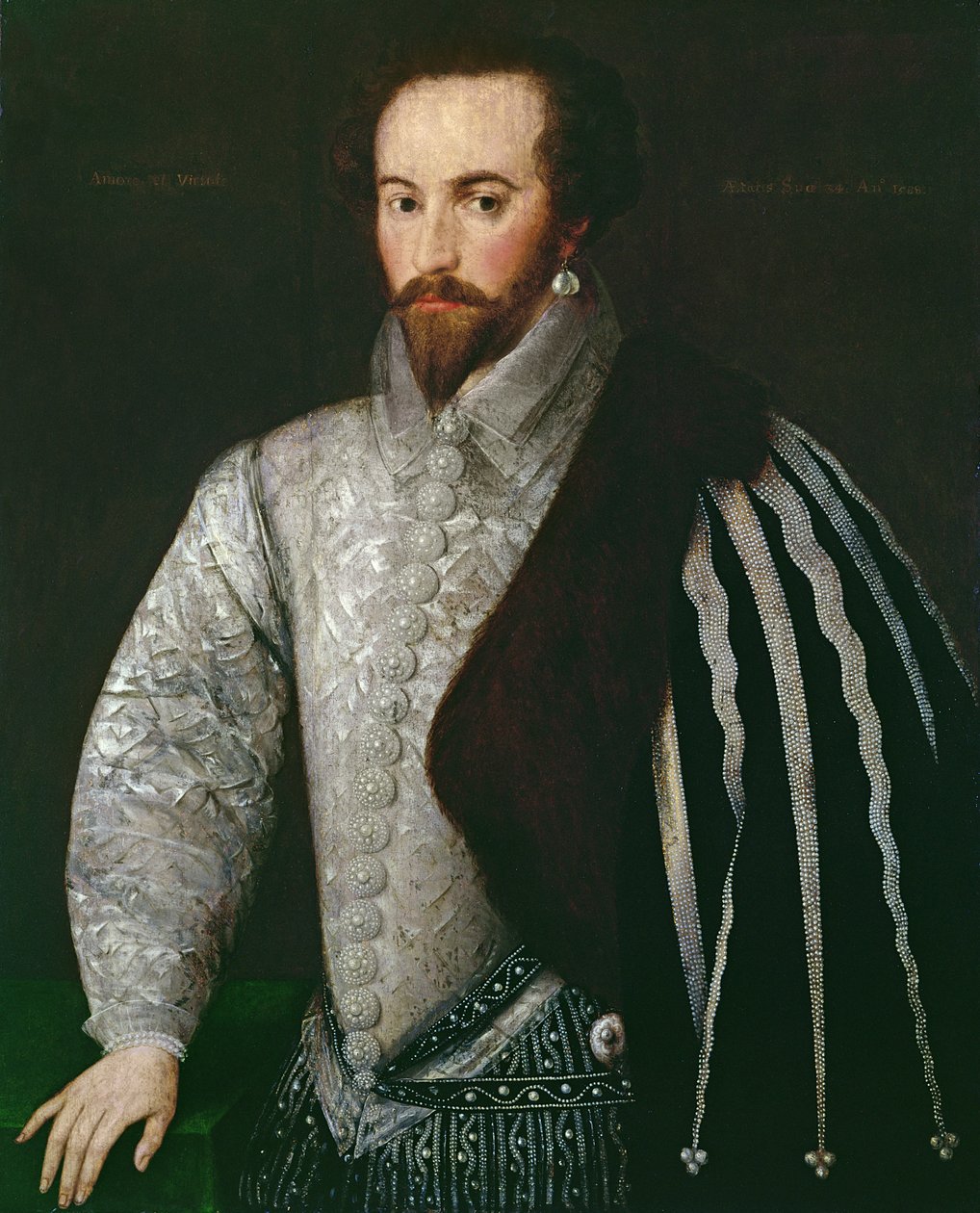 Porträtt av Sir Walter Raleigh (1554-1618) 1588 av English School