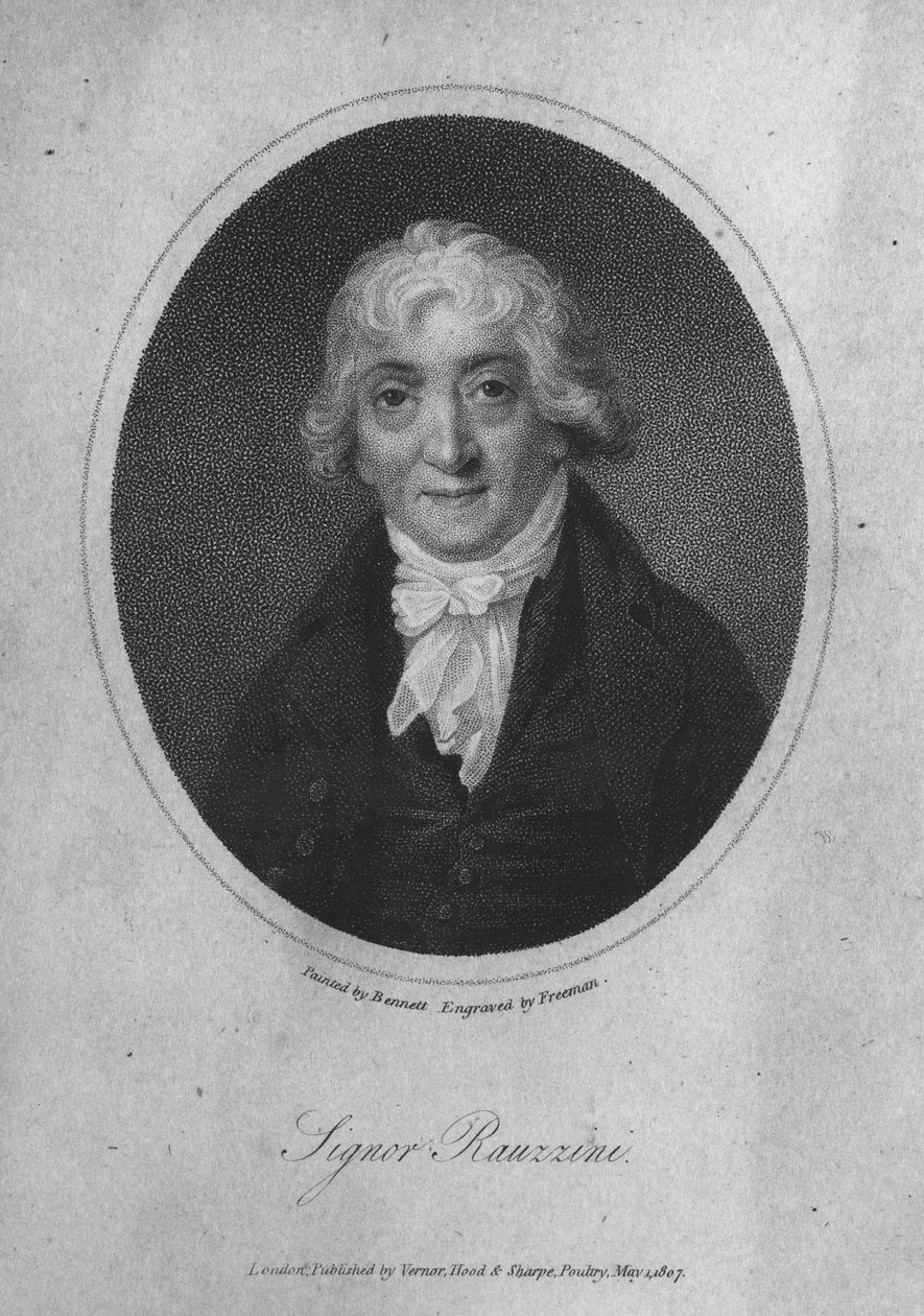 Porträtt av Venanzio Rauzzini (1746-1810) graverad av Samuel Freeman (1773-1857) av English School