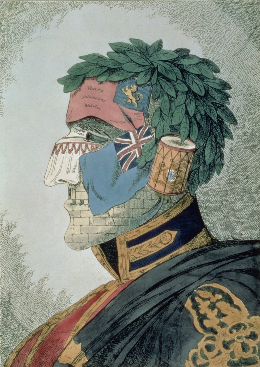 Porträtt av en ädel hertig, tecknad film av Arthur Wellesley, hertig av Wellington (1769-1852) pub. 1829 av English School