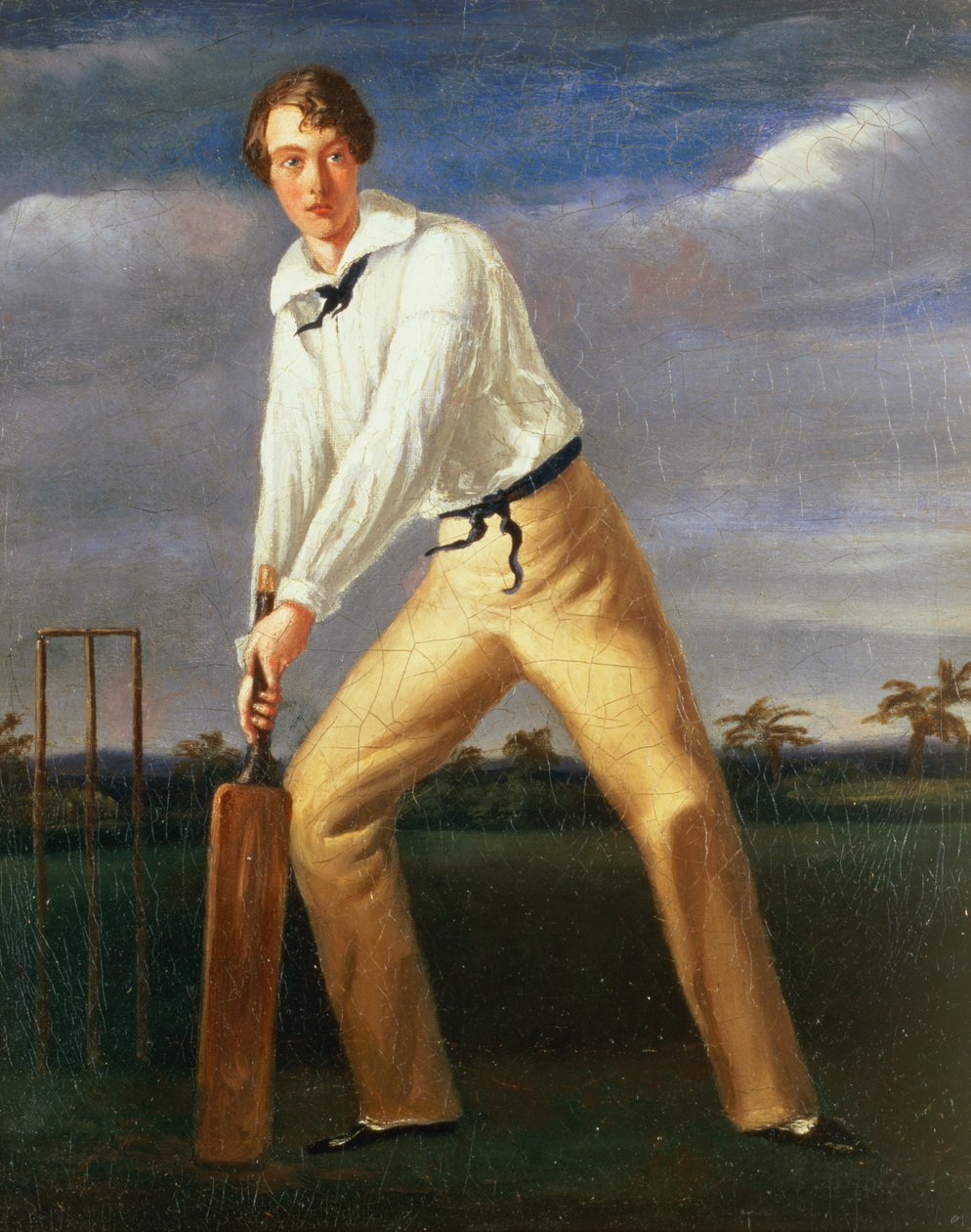 Porträtt av en ung cricketspelare, ca 1816 av English School