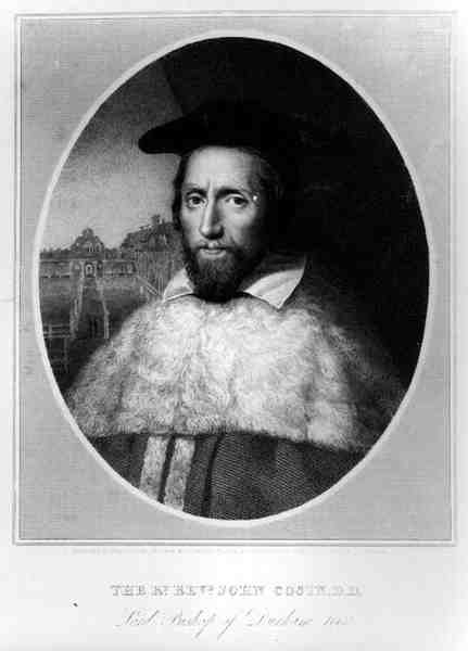 Porträtt av Rt Reverend John Cosin (1594-1672), Lord Bishop of Durham 1660, graverad av Edward Scriven (1775-1841), 1815 av English School