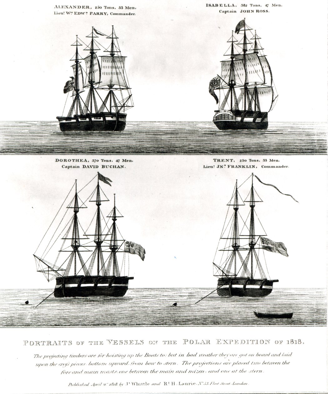 Porträtt av fartygen på polarexpeditionen 1818 av English School