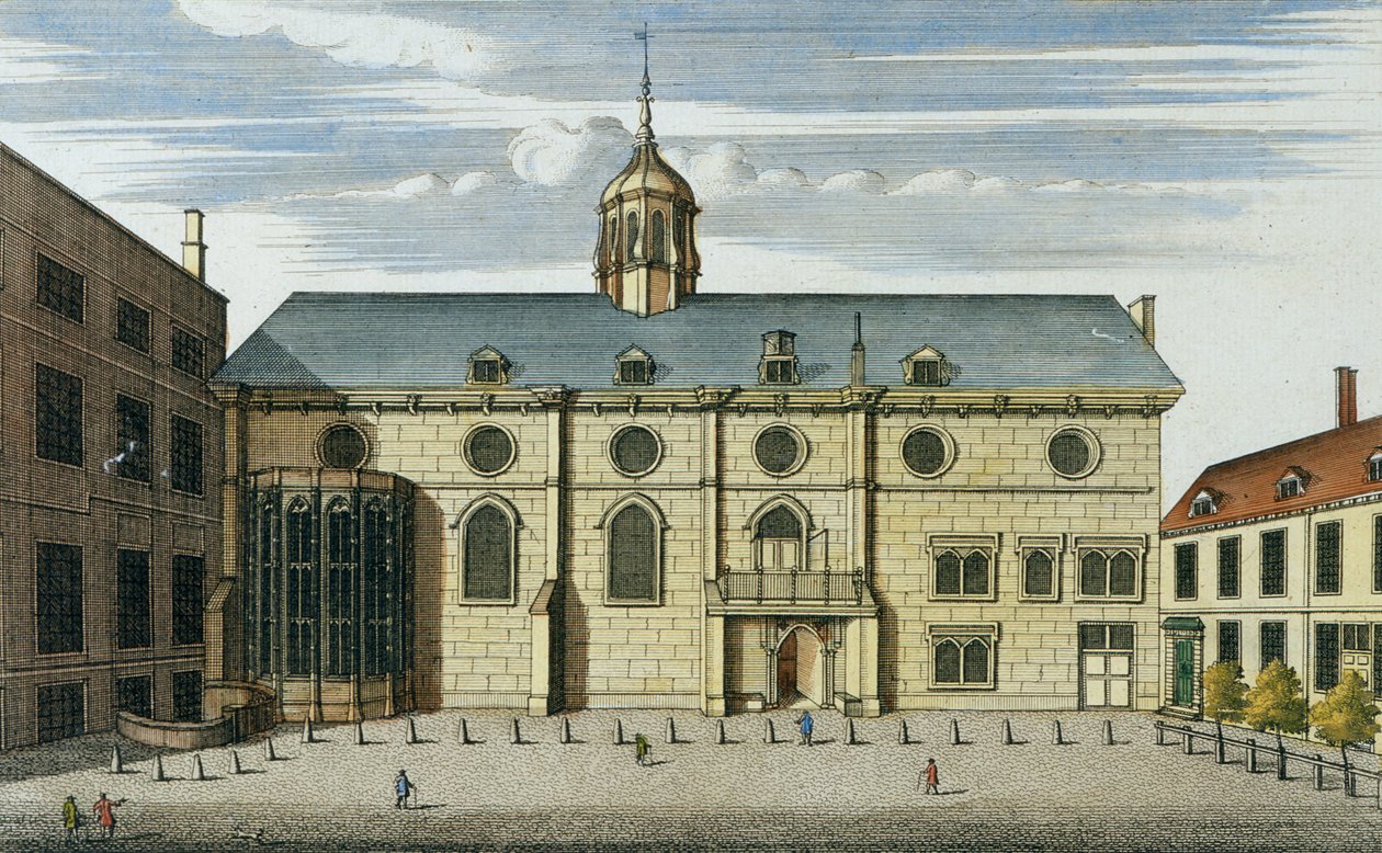 Premier Map of London and Suburbs: The Bank of England in ye Poultry, 1724 (handfärgad gravyr) av English School