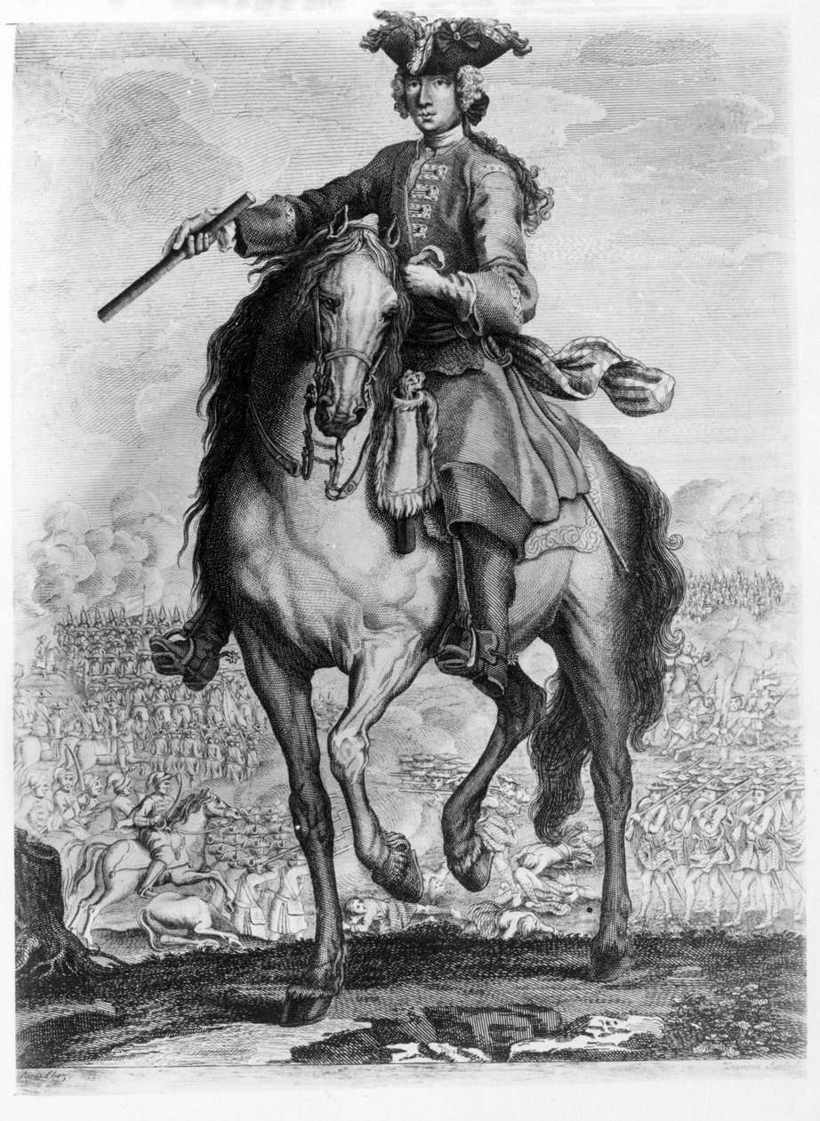 Prins Charles Edward Stuart vid slaget vid Prestonpans, c.1745 av English School