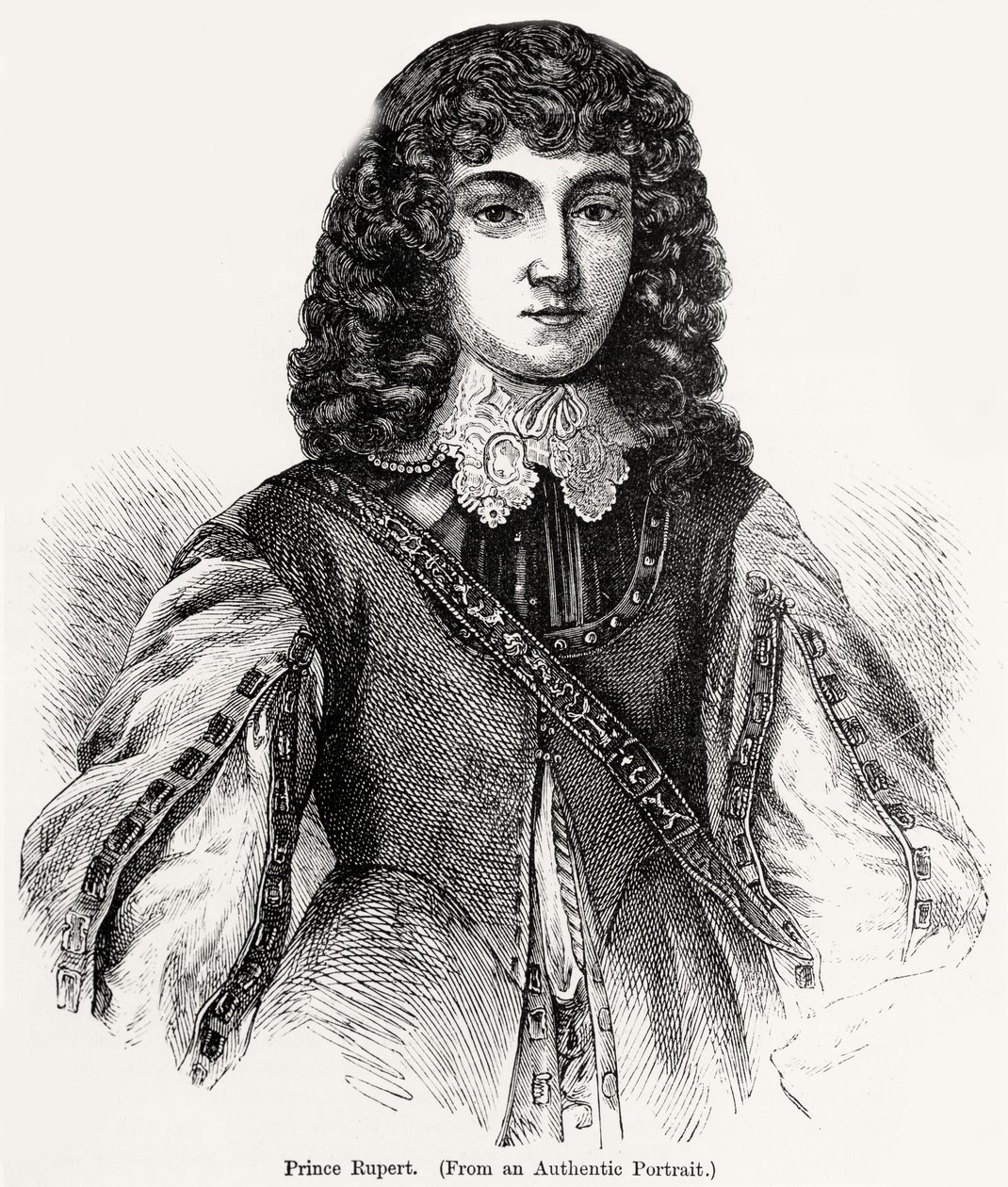 Prins Rupert (1619-82) från ett autentiskt porträtt av English School