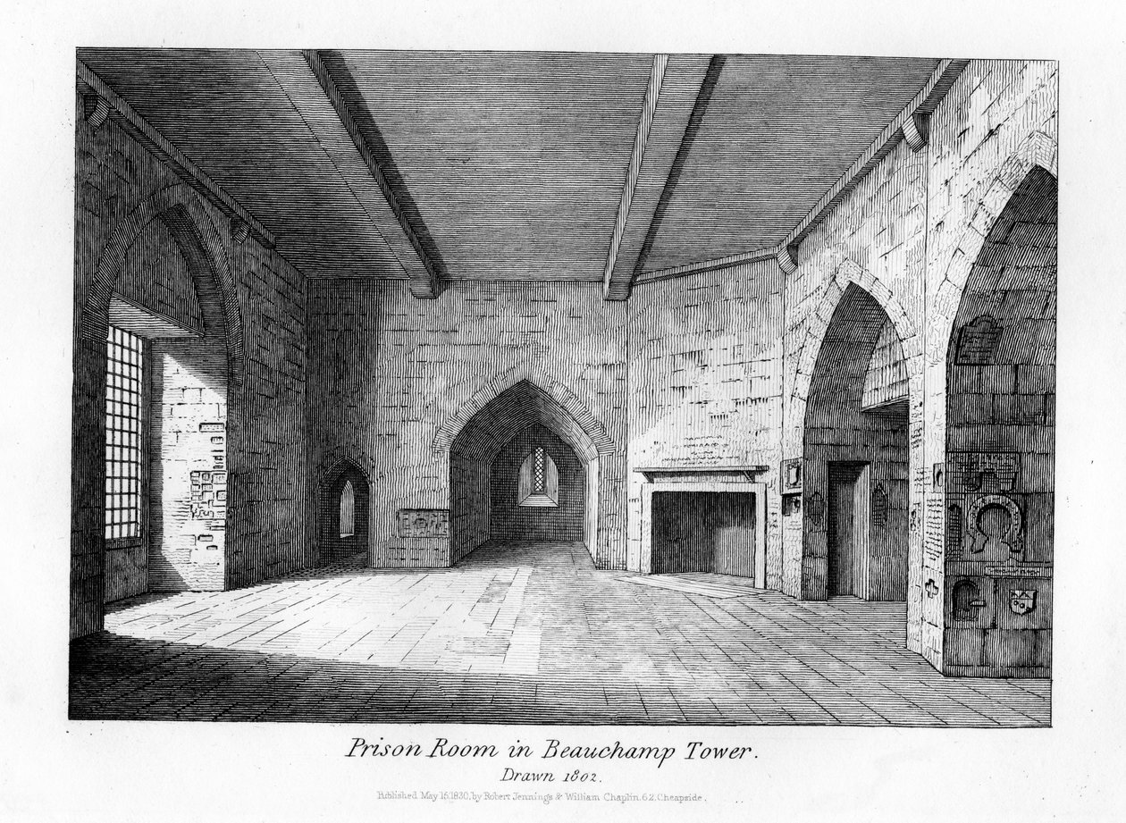Fängelserummet i Beauchamp Tower, 1830 av English School