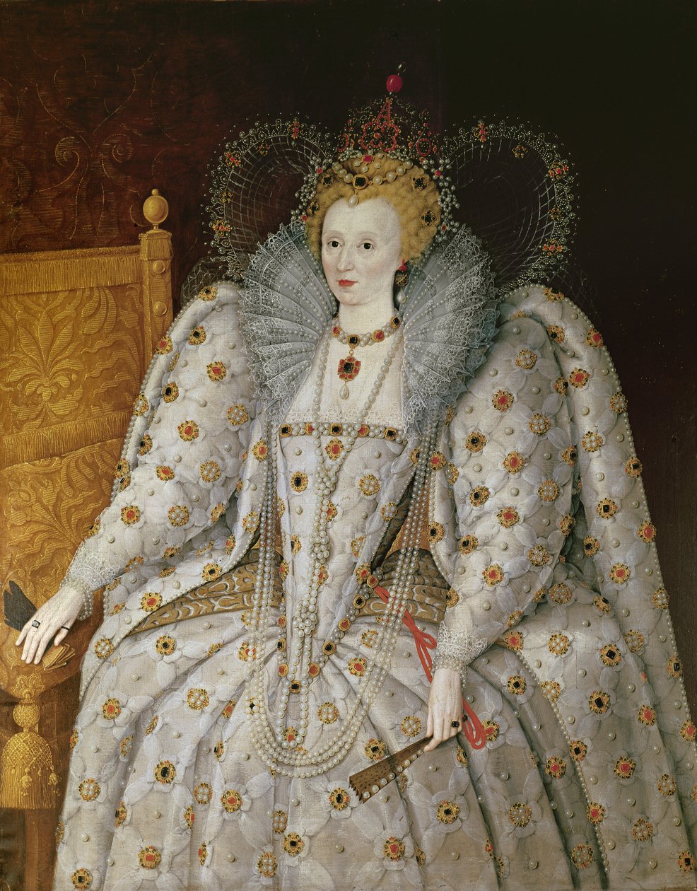 Dronning Elizabeth I af England og Irland (1533-1603) swed av English School