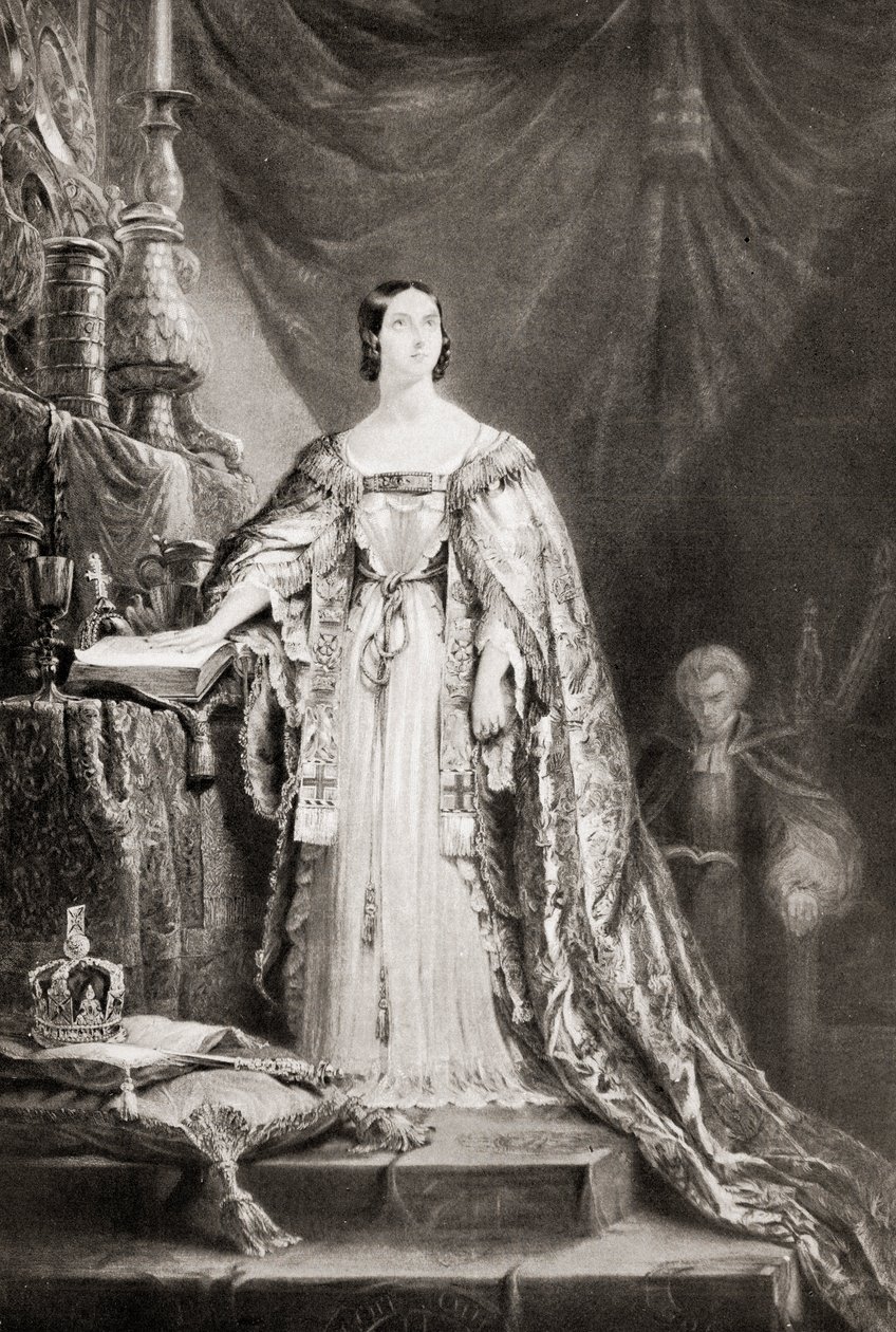 Dronning Victoria (1819-1901) aflagde kroningsed swed av English School