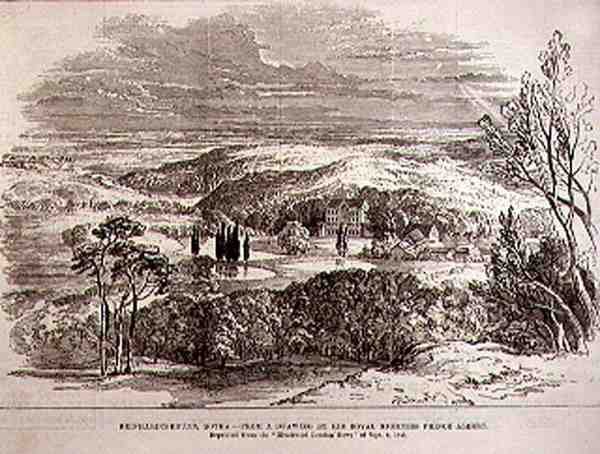 Reinhardsbrunn, Gotha, från en teckning av Hans Kungliga Höghet Prins Albert, från The Illustrated London News, 19 juni 1886 av English School
