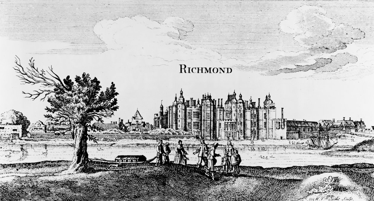 Richmond Palace, graverat av Michiel van der Gucht (1660-1725) av English School