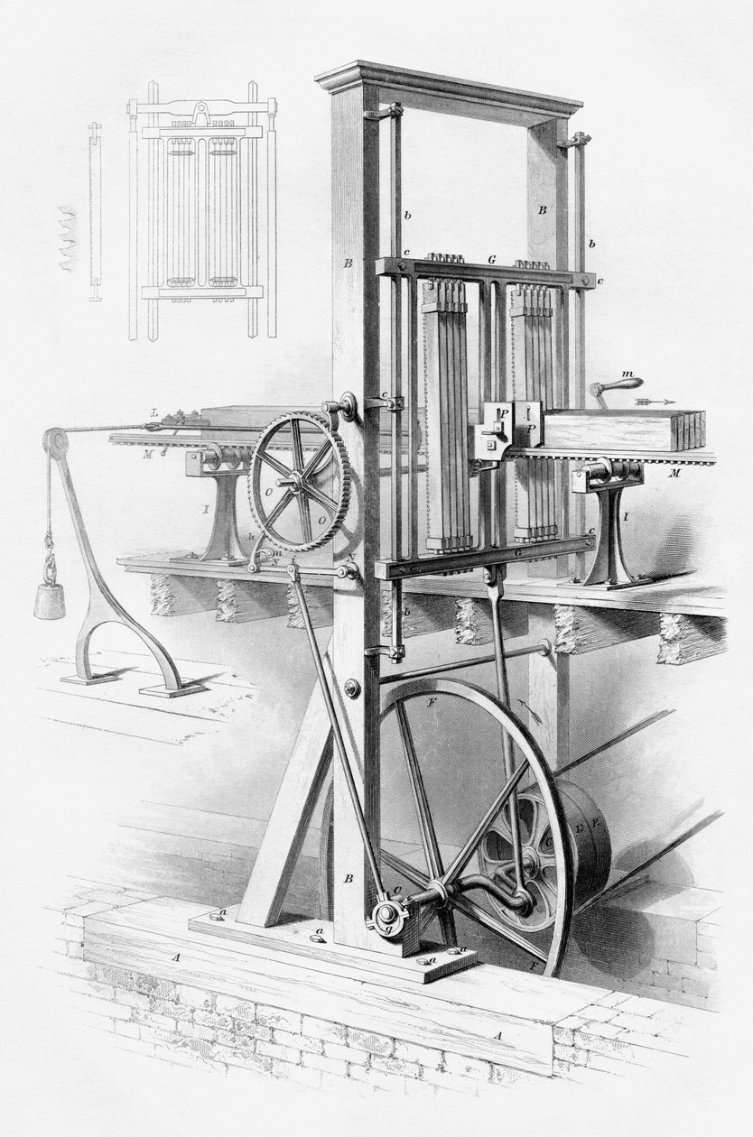 Sågverk, från "Cyclopaedia of Useful Arts and Manufactures" av Charles Tomlinson av English School