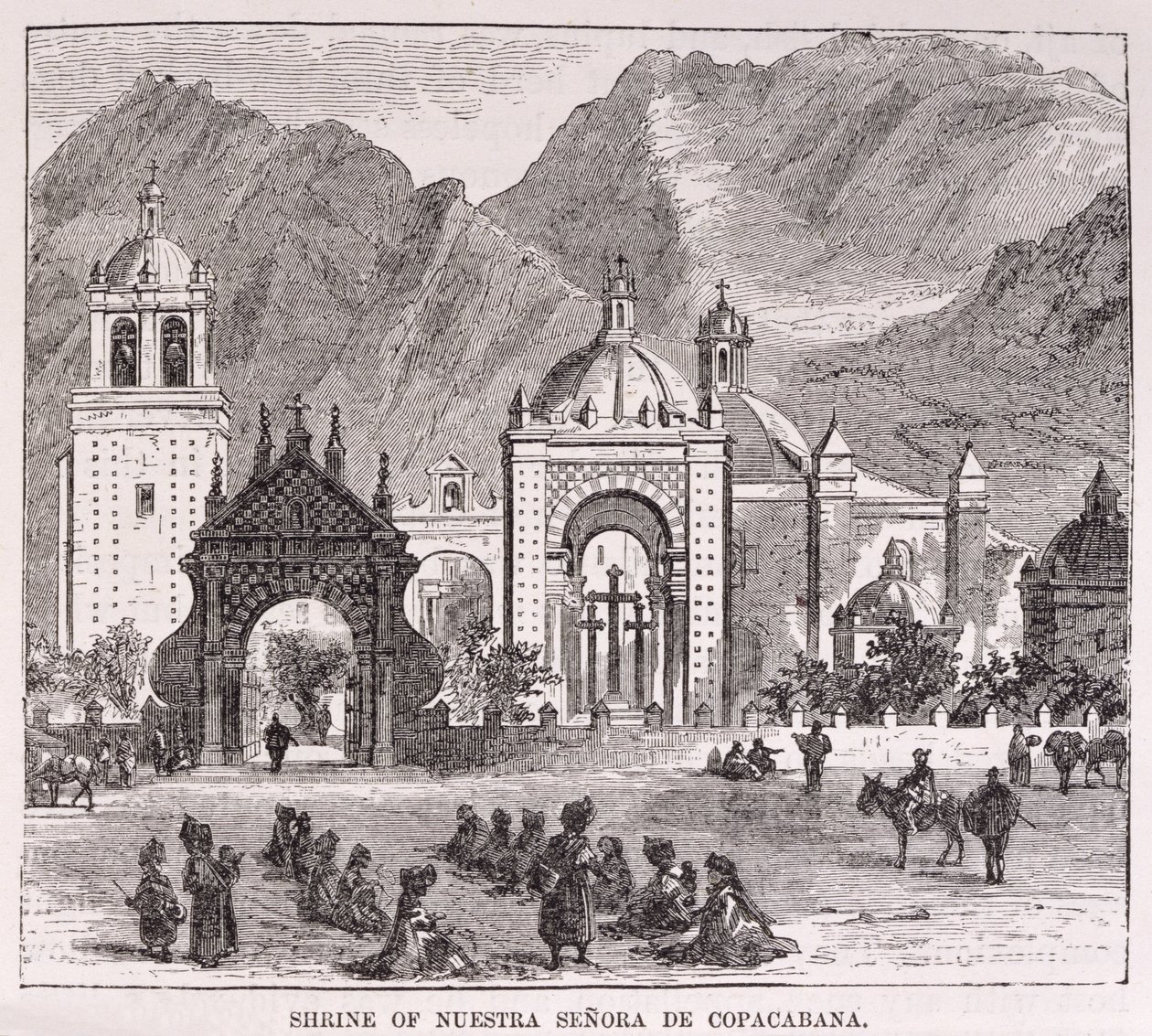 Shrine of the Nuestra Senora de Copacabana, Lima, Peru, från "Incidents of Travel and Exploration in the Land of the Incas" av E. George Squier, pub. år 1878 av English School